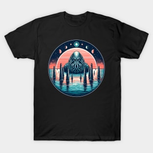 Cthulhu Synthwave Art: Retro Cosmic Horror T-Shirt